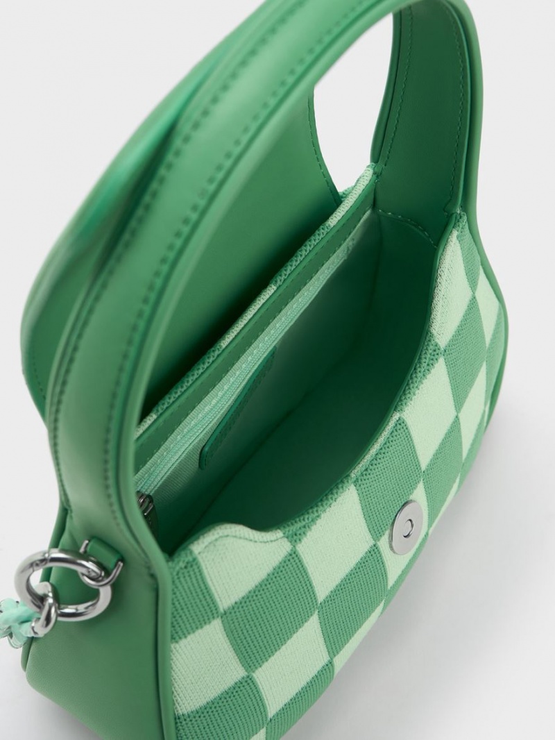 Charles & Keith Shiloh Checkerboard Top Håndveske Grønn | YIUWH4865