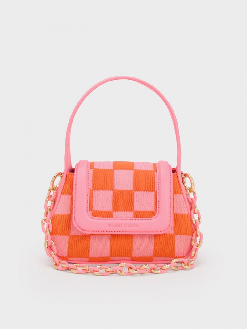 Charles & Keith Shiloh Checkerboard Top Håndveske Rosa | OWEMH4518