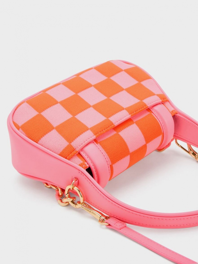 Charles & Keith Shiloh Checkerboard Top Håndveske Rosa | OWEMH4518