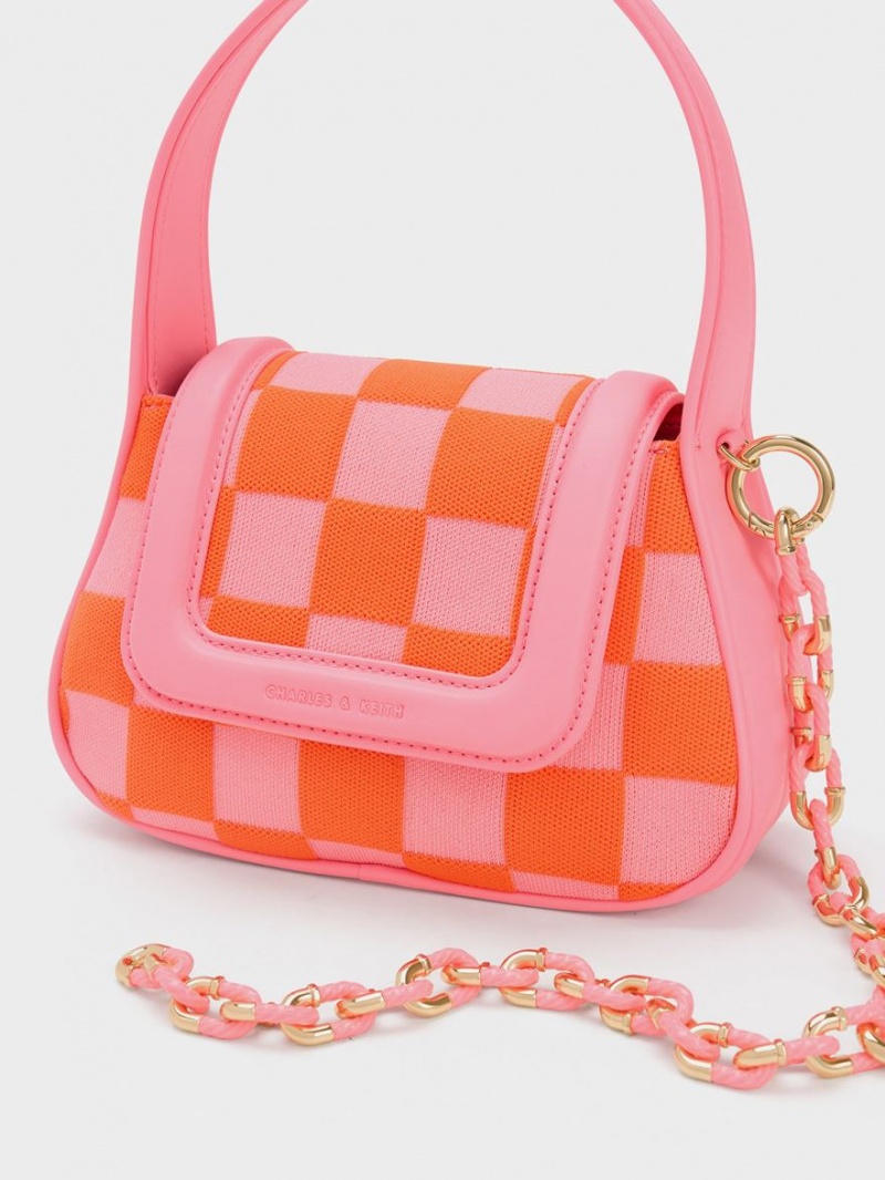 Charles & Keith Shiloh Checkerboard Top Håndveske Rosa | OWEMH4518