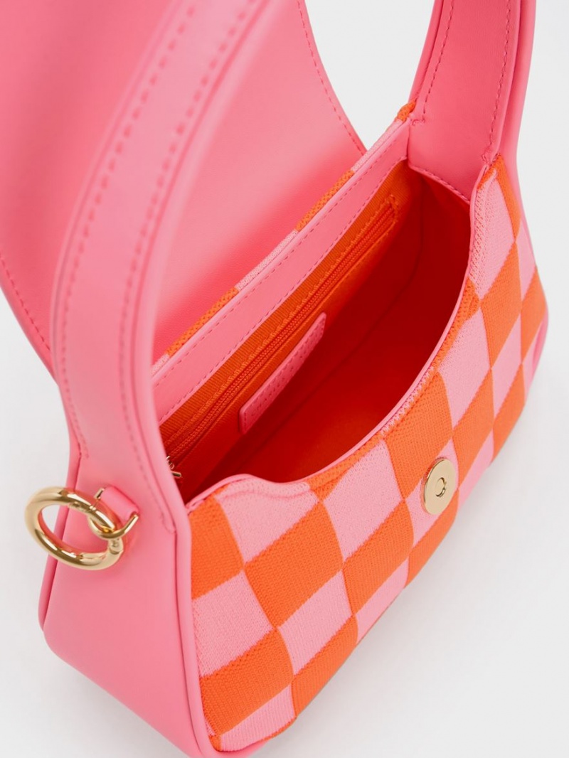 Charles & Keith Shiloh Checkerboard Top Håndveske Rosa | OWEMH4518