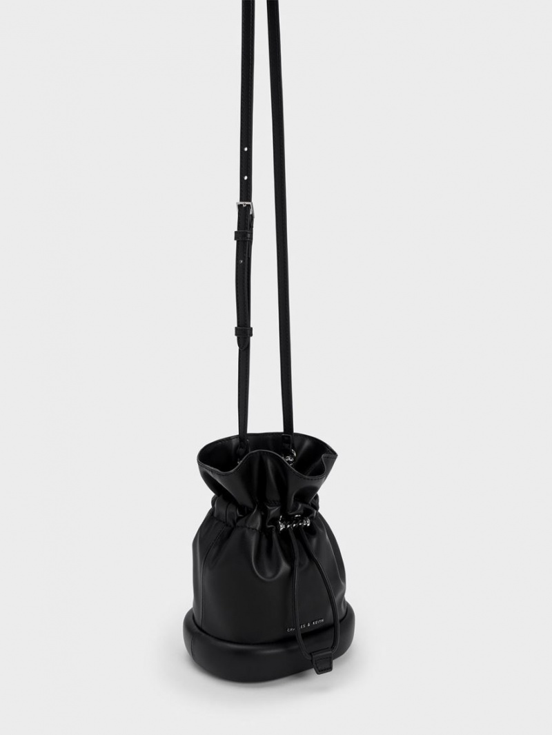 Charles & Keith Shiloh Drawstring Bøtteposer Svarte | SYZQC1893