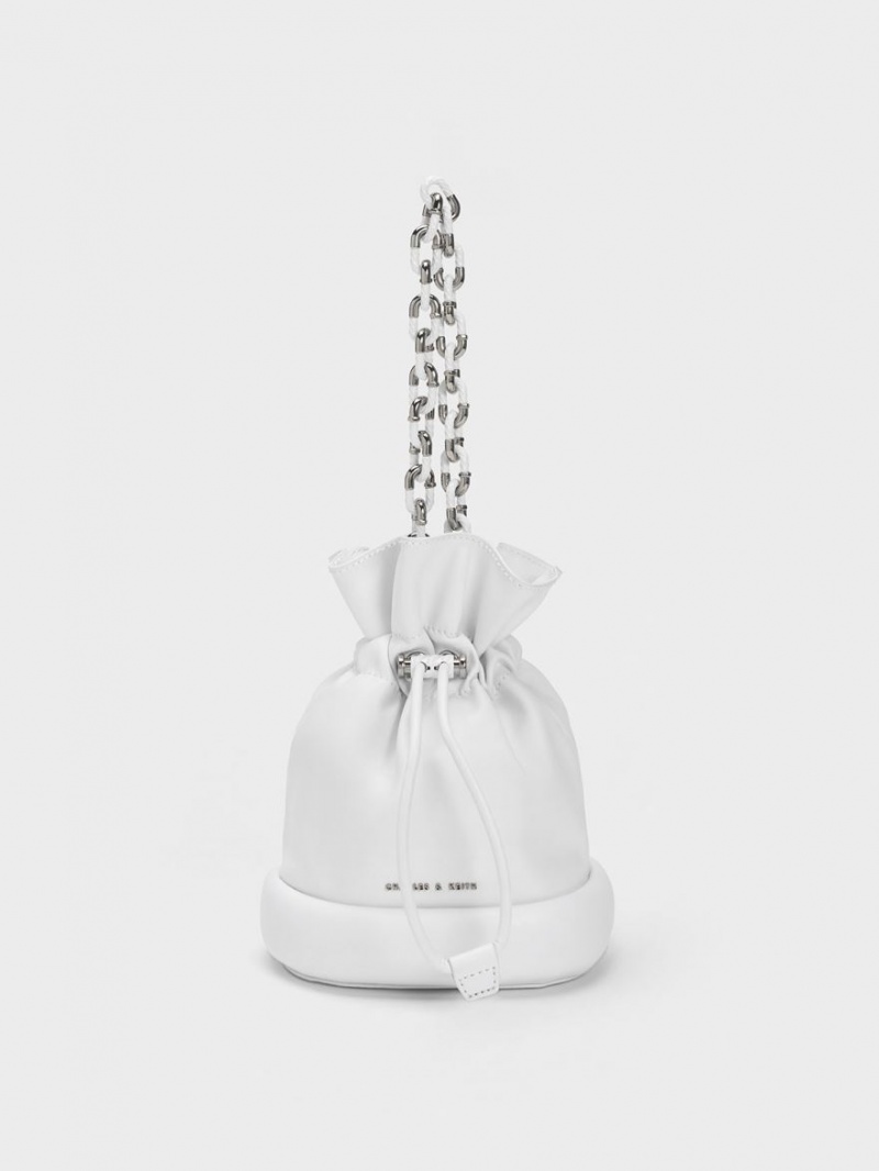 Charles & Keith Shiloh Drawstring Bøtteposer Hvite | KDNRL0729