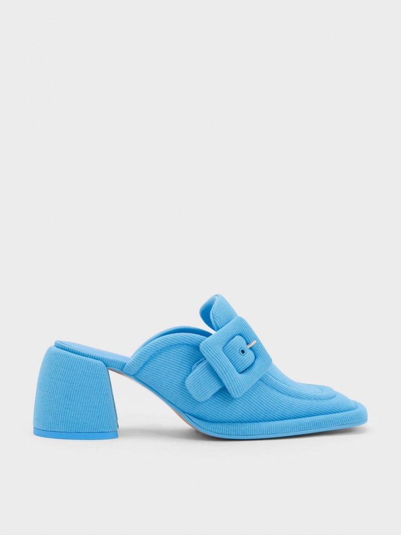 Charles & Keith Sinead Woven Buckled Loafer Mules Sko Blå | NBOCP5103