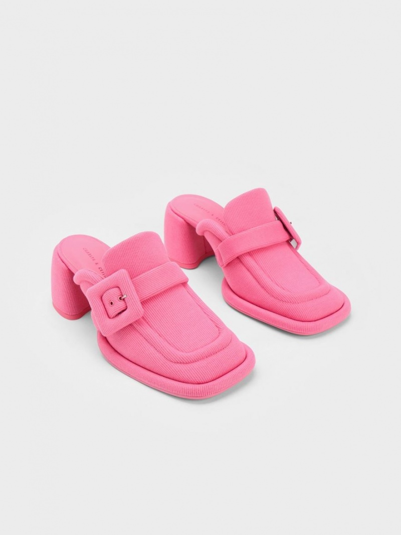 Charles & Keith Sinead Woven Buckled Loafer Mules Sko Rosa | EOMUG9416