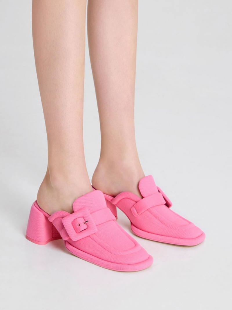 Charles & Keith Sinead Woven Buckled Loafer Mules Sko Rosa | EOMUG9416