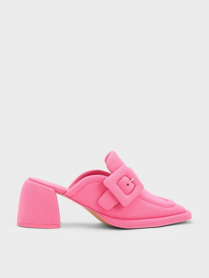 Charles & Keith Sinead Woven Buckled Loafer Mules Sko Rosa | EOMUG9416