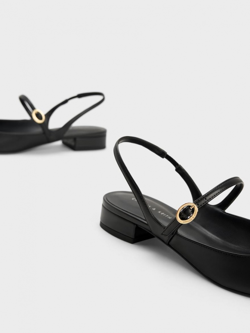 Charles & Keith Slingback Mary Jane Flate Sko Svarte | YMZXS2875