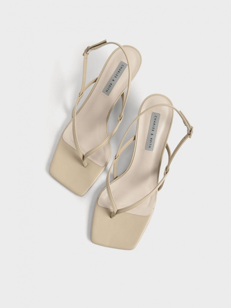 Charles & Keith Slingback Thong Sandaler med Hæl Beige | TIGXK4085