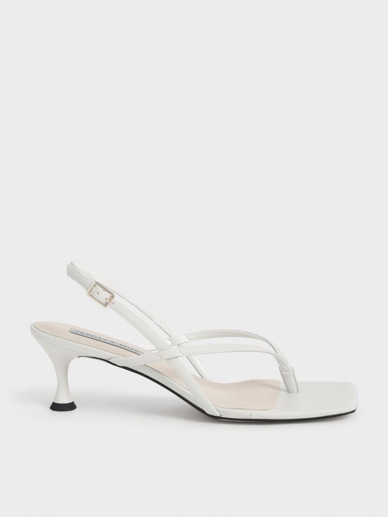 Charles & Keith Slingback Thong Sandaler med Hæl Hvite | CJQXI8265