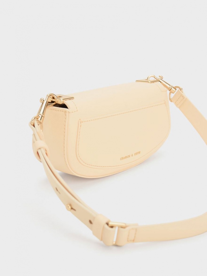 Charles & Keith Sonnet Two-Tone Chain Handle Skulderveske Beige | JEKOZ3185