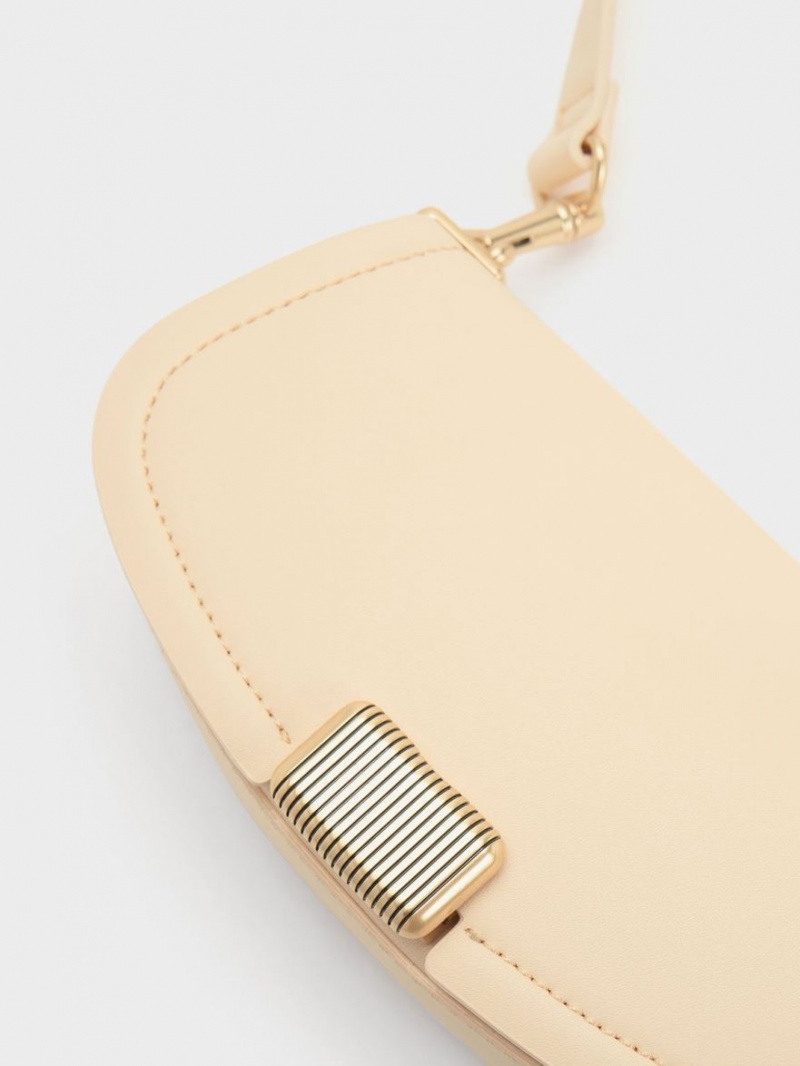 Charles & Keith Sonnet Two-Tone Chain Handle Skulderveske Beige | JEKOZ3185