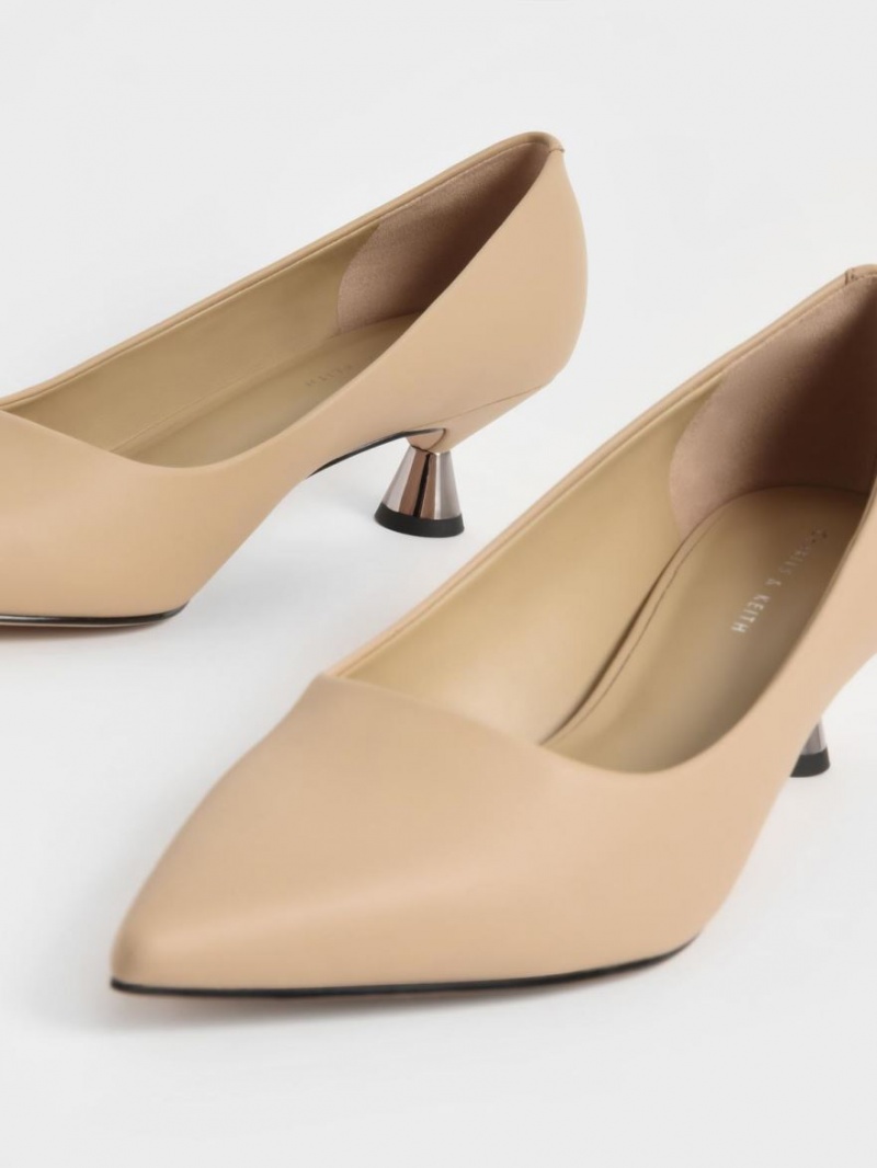 Charles & Keith Spool Heel Pumps Beige | AQCEN6891