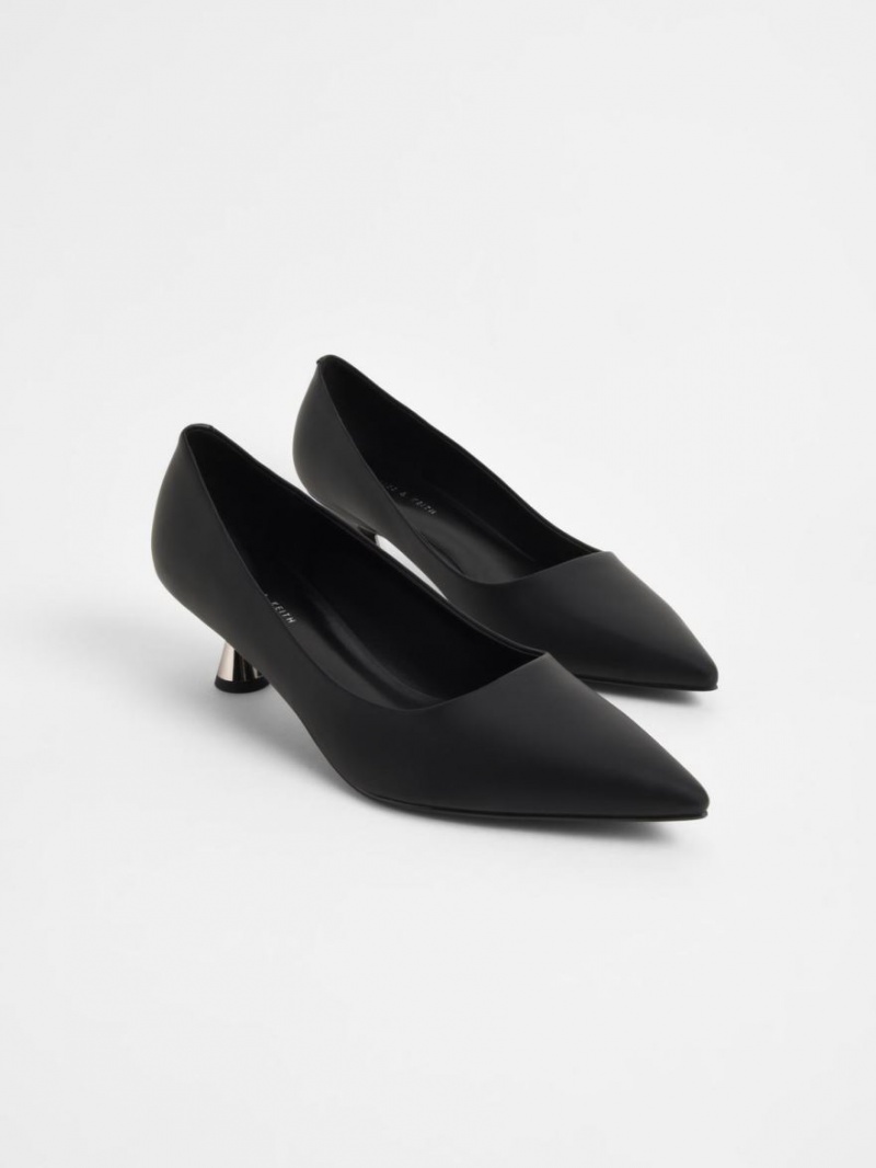 Charles & Keith Spool Heel Pumps Svarte | FQBDC6208