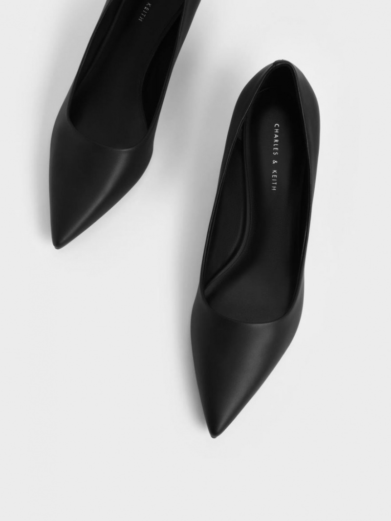 Charles & Keith Spool Heel Pumps Svarte | FQBDC6208