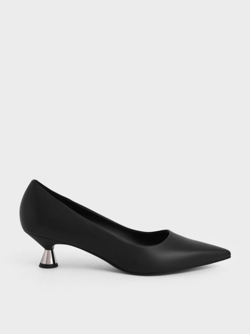 Charles & Keith Spool Heel Pumps Svarte | FQBDC6208