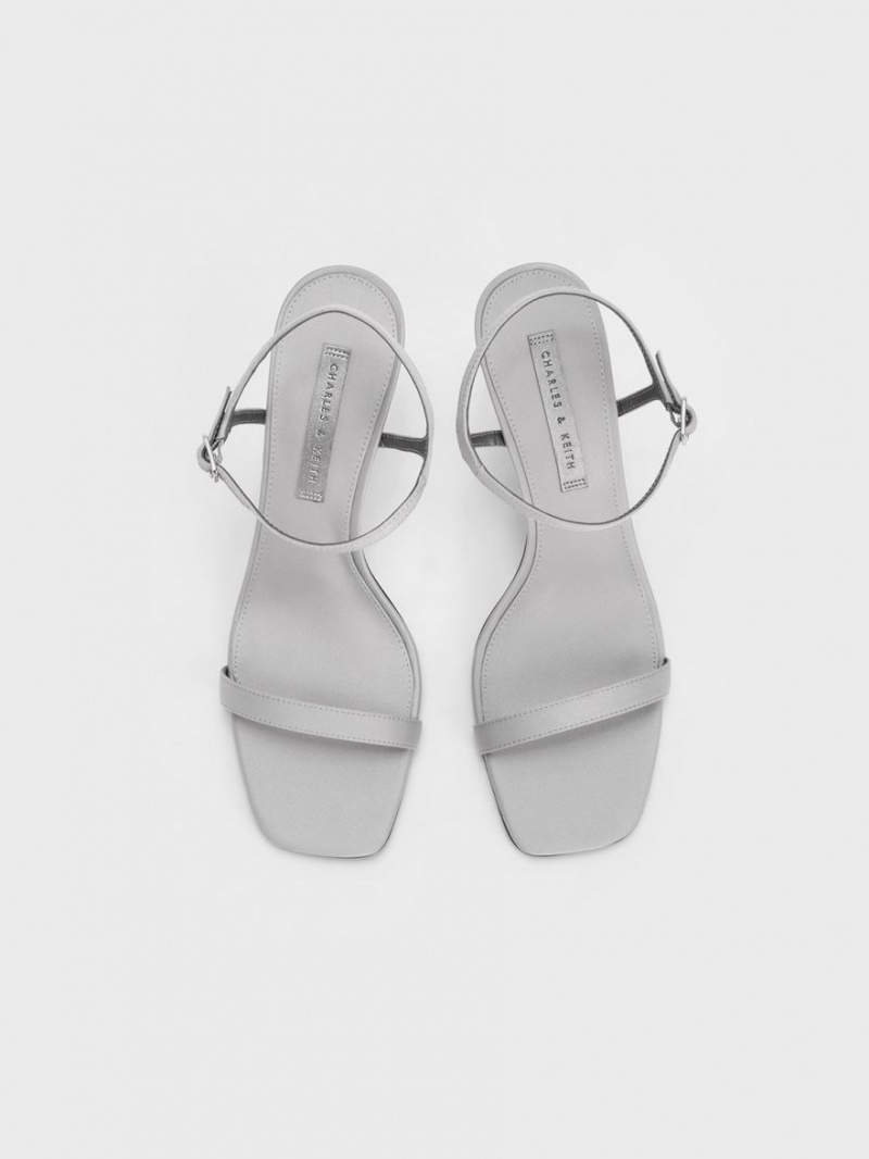 Charles & Keith Spool Heel Satin Sandaler med Hæl Grå | HPKXL7051