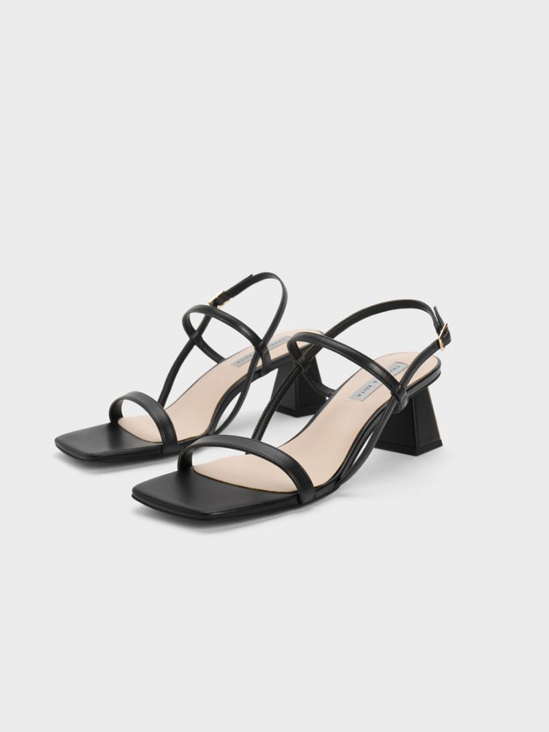 Charles & Keith Square-Tå Sandaler Med Reim Svarte | YUEWJ7839