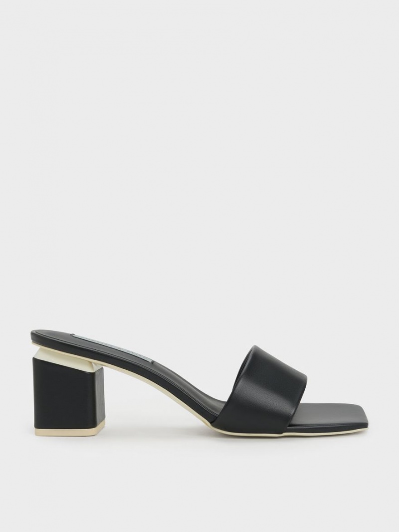 Charles & Keith Square Block Heel Mules Sko Svarte | GOFVU4721