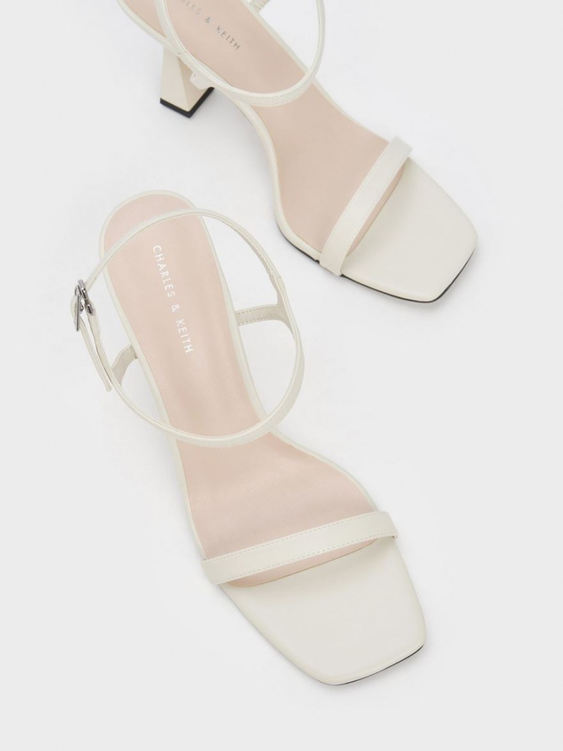 Charles & Keith Square Tå Trapeze Sandaler med Hæl Hvite | UPOSI1452