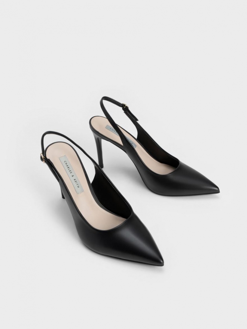 Charles & Keith Stiletto Heel Slingback Pumps Svarte | GDXEU1708