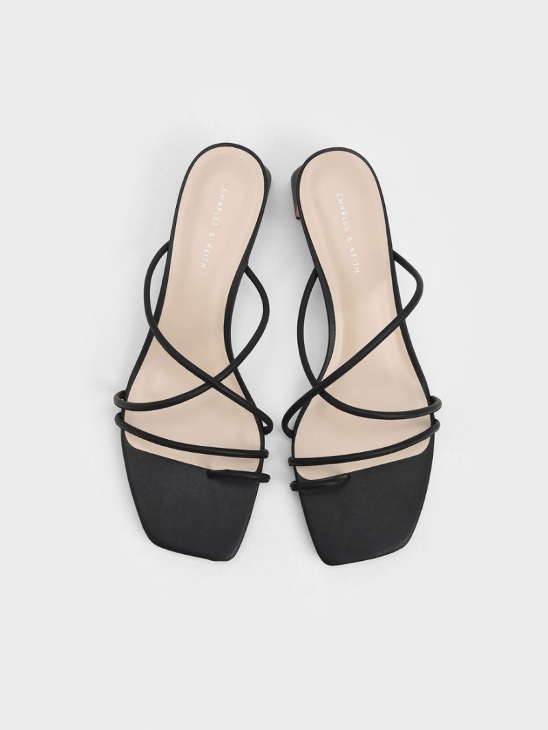 Charles & Keith Strappy Tå Ring Sandaler med Hæl Svarte | YLUQZ8716