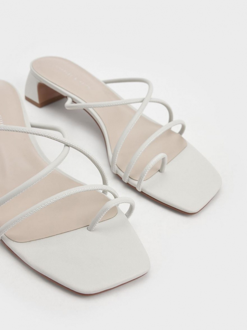 Charles & Keith Strappy Tå Ring Sandaler med Hæl Hvite | IAJCY4150