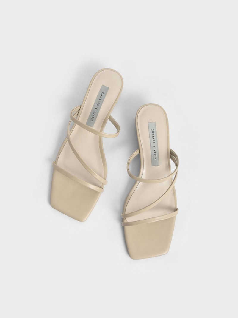 Charles & Keith Strappy Wedge Mules Sko Beige | IWPKL9346