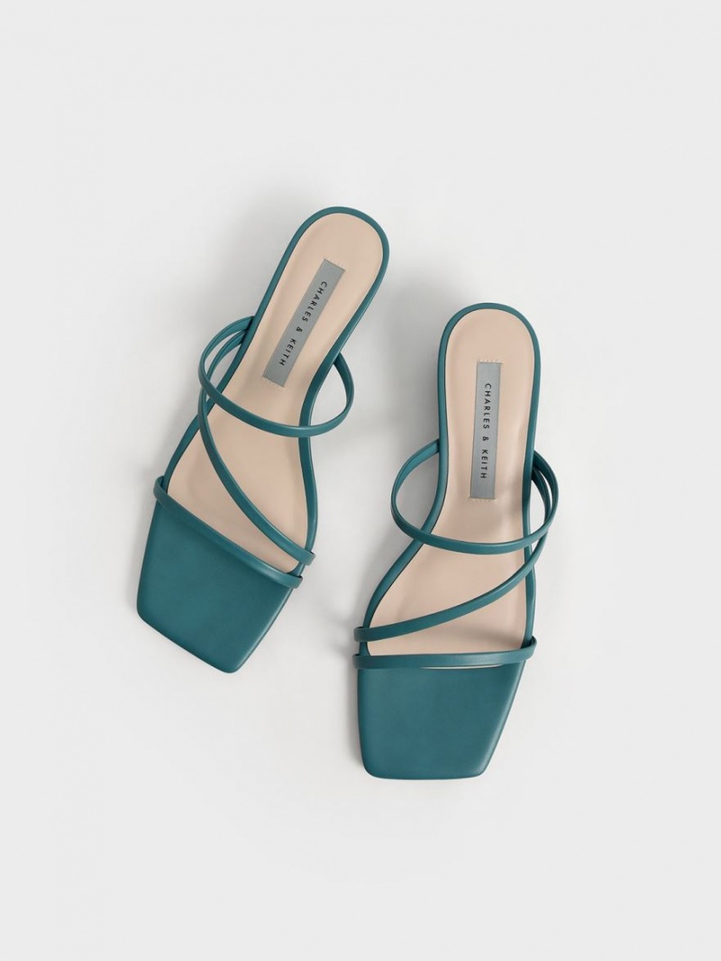 Charles & Keith Strappy Wedge Mules Sko Grønn | KPTQC1297