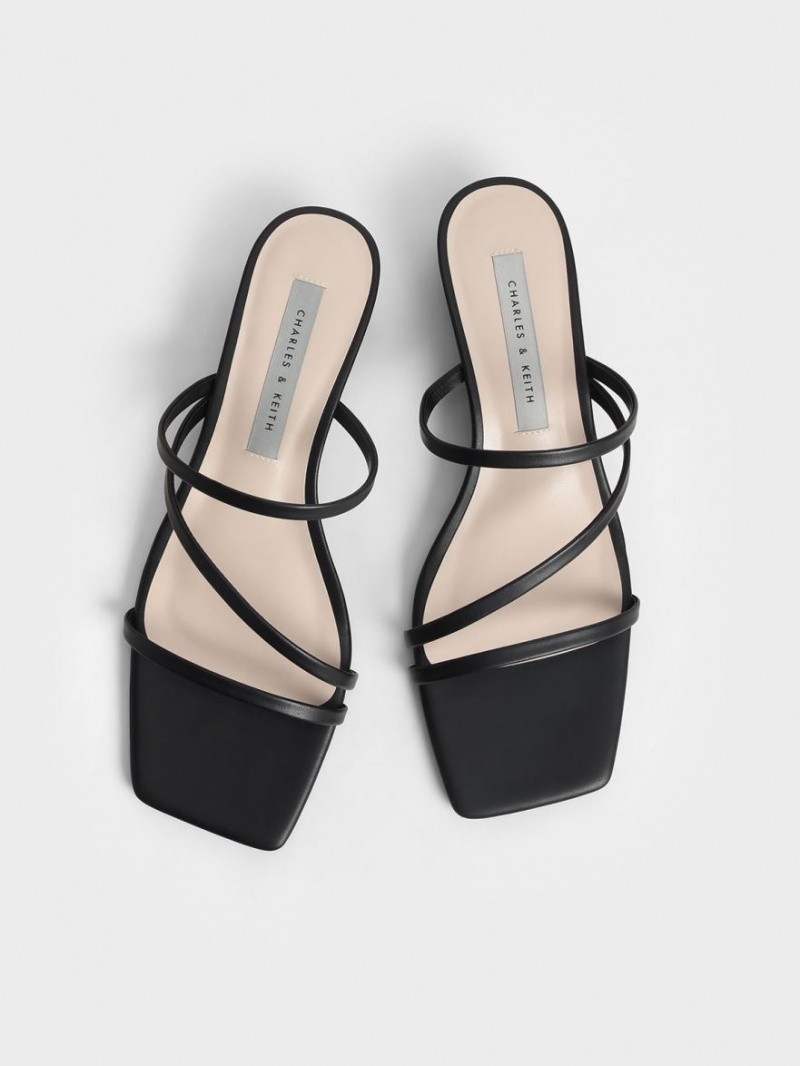 Charles & Keith Strappy Wedge Mules Sko Svarte | FRVTD6825