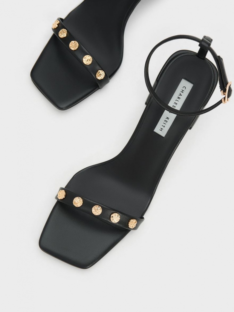 Charles & Keith Studded Ankle-Reima Sandaler med Hæl Svarte | JLKSV4208