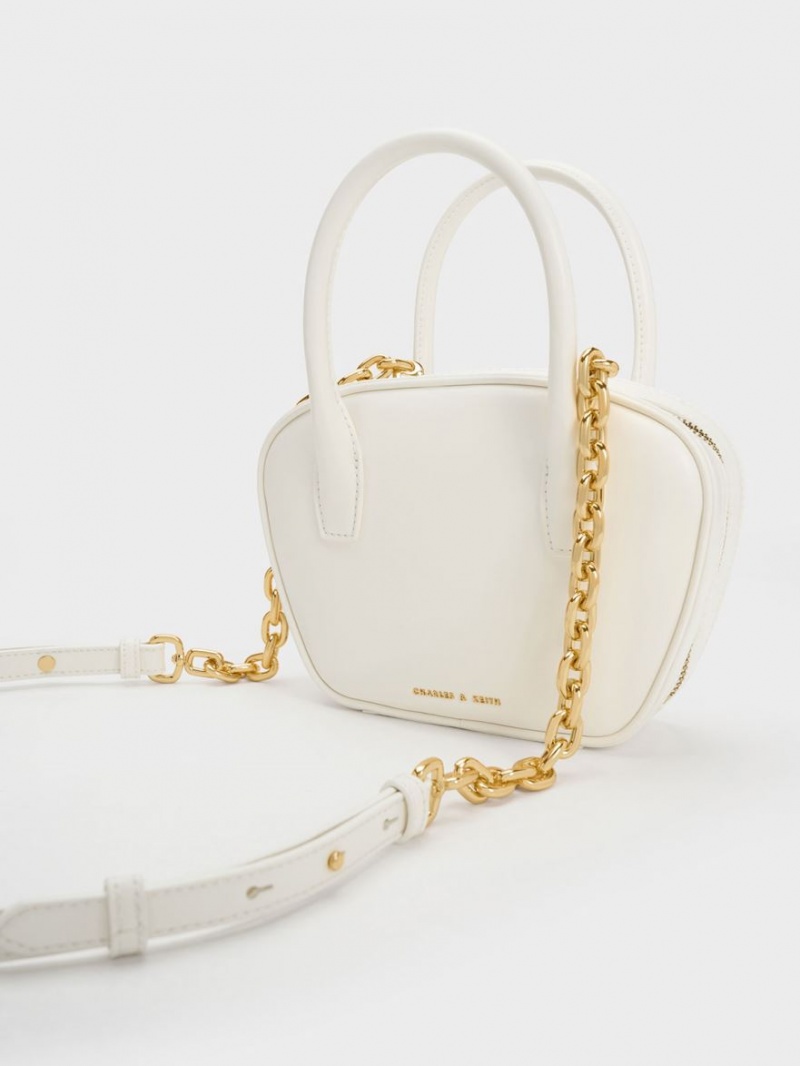 Charles & Keith Suki Padlock Tote Veske Hvite | LXFTN7235