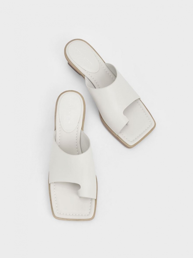 Charles & Keith Tå Ring Stacked Sandaler med Hæl Hvite | ETMYB2394