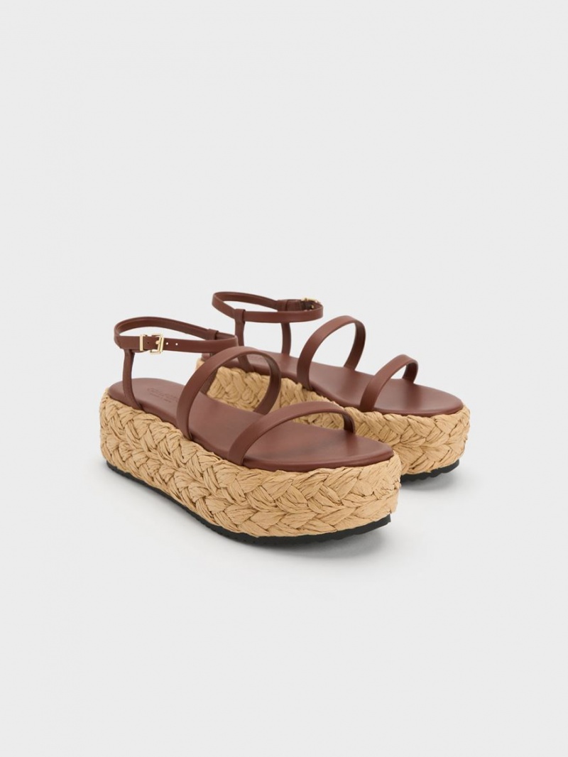 Charles & Keith Tali Lær Braided Platåsandaler Mørke Brune | MLCVF3865