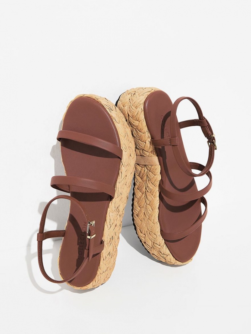 Charles & Keith Tali Lær Braided Platåsandaler Mørke Brune | MLCVF3865