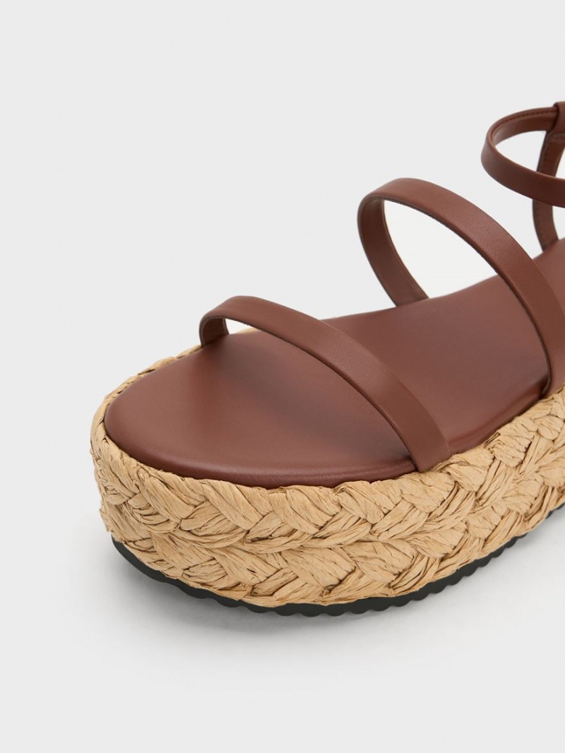 Charles & Keith Tali Lær Braided Platåsandaler Mørke Brune | MLCVF3865