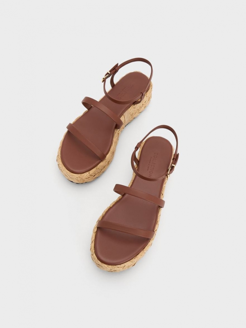 Charles & Keith Tali Lær Braided Platåsandaler Mørke Brune | MLCVF3865