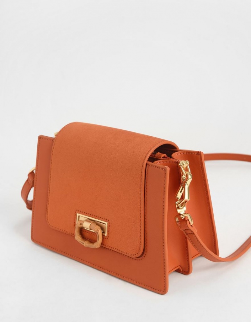 Charles & Keith Textured Crossbody Veske Oransje | YORAJ1824