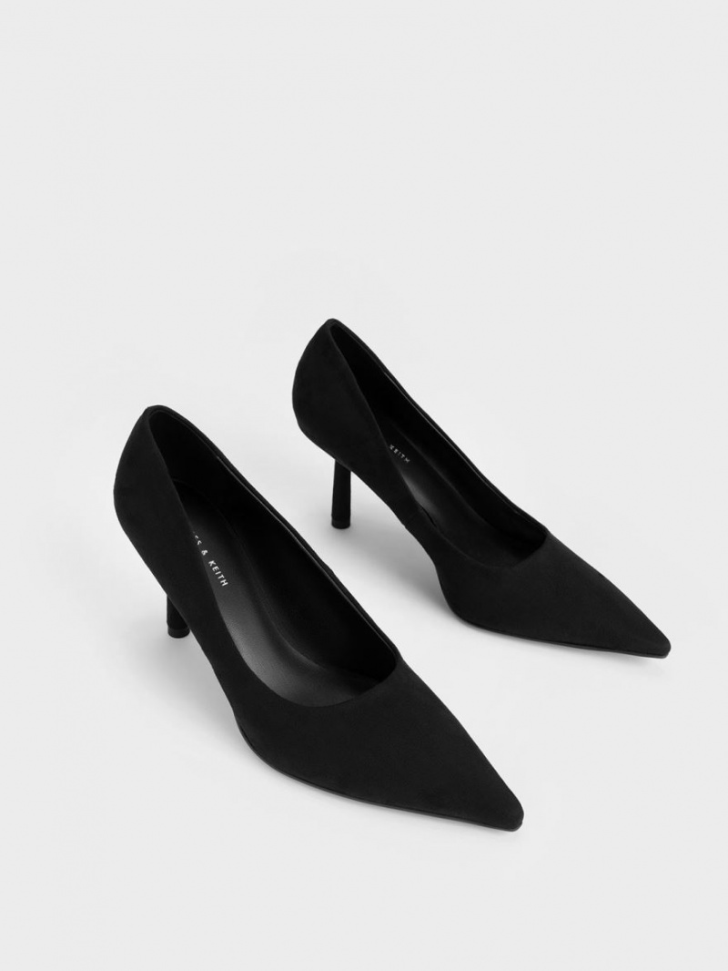 Charles & Keith Textured Pointed-Tå Cylindrical Heel Pumps Svarte | AQTBD2459