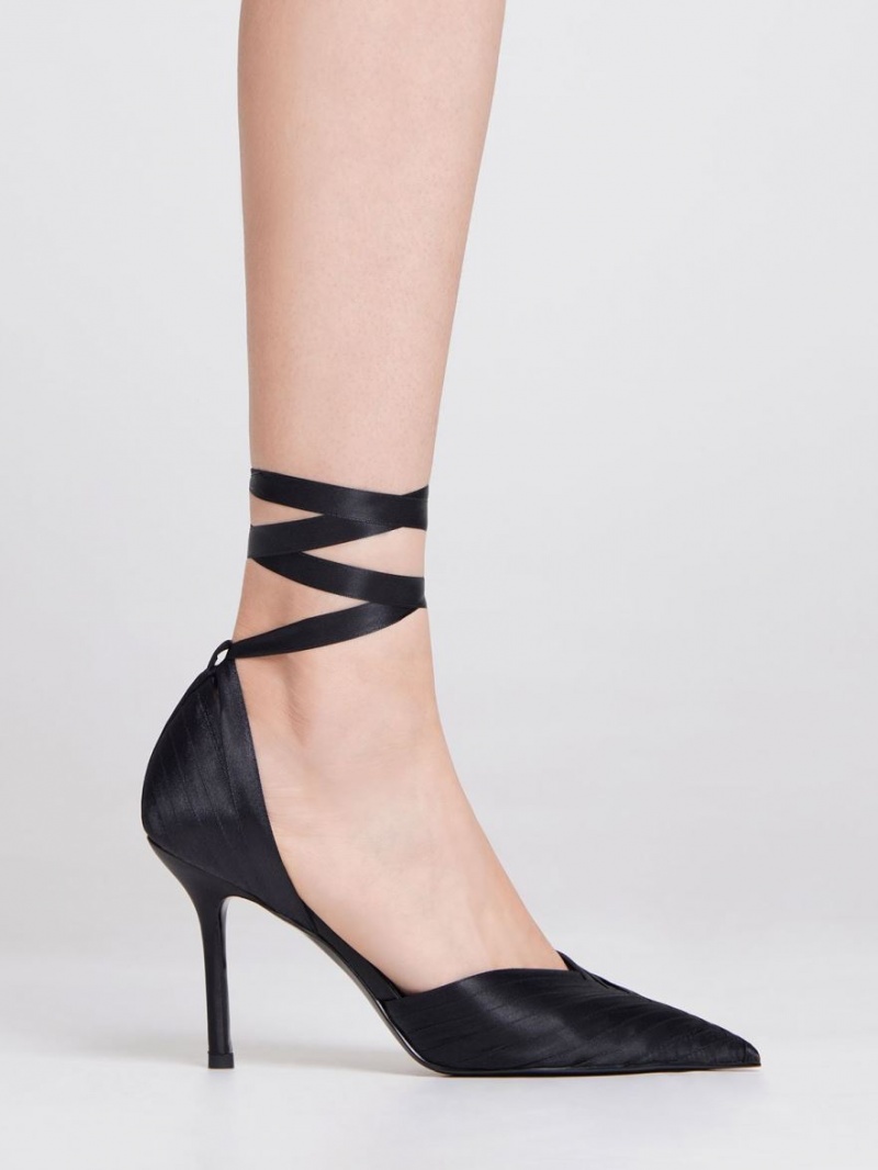 Charles & Keith Tie-Around D'Orsay Pumps Svarte | FONCT0892