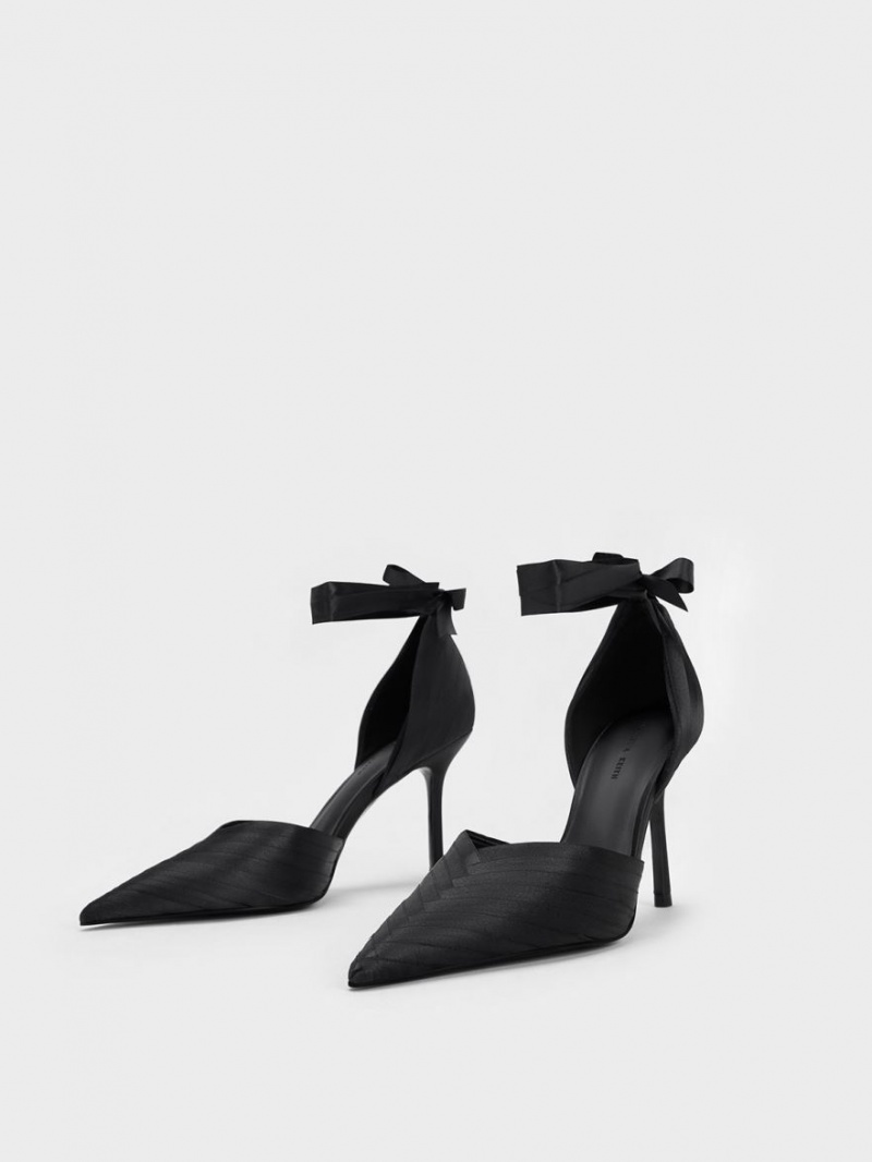 Charles & Keith Tie-Around D'Orsay Pumps Svarte | FONCT0892