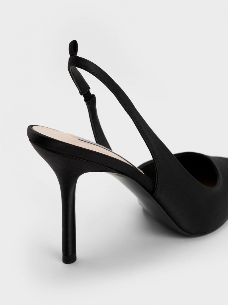 Charles & Keith Tie-Around Slingback Pumps Svarte | IYSFZ7261