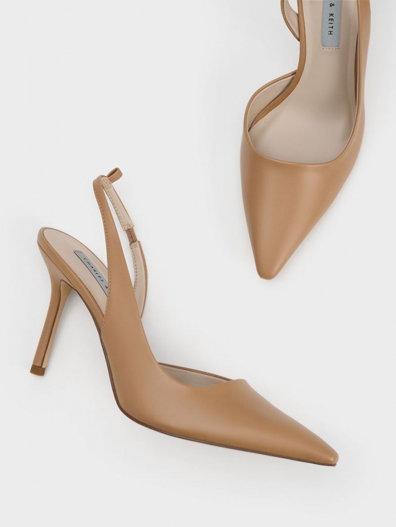 Charles & Keith Tie-Around Slingback Pumps Brune | SRGLZ9168