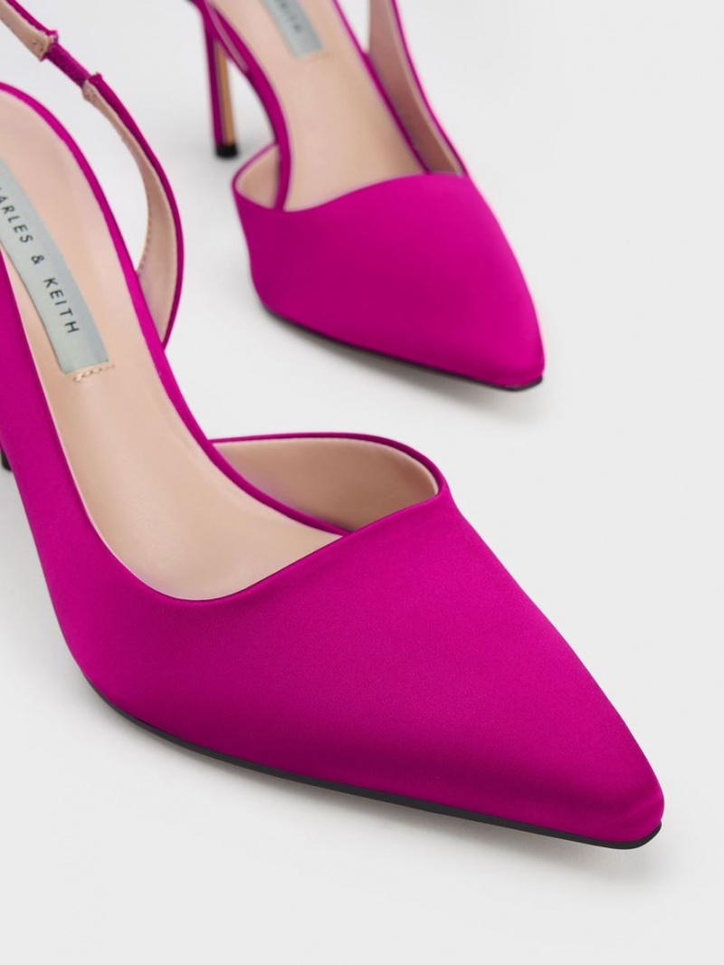 Charles & Keith Tie-Around Slingback Pumps Fuchsia | JDWPZ3926