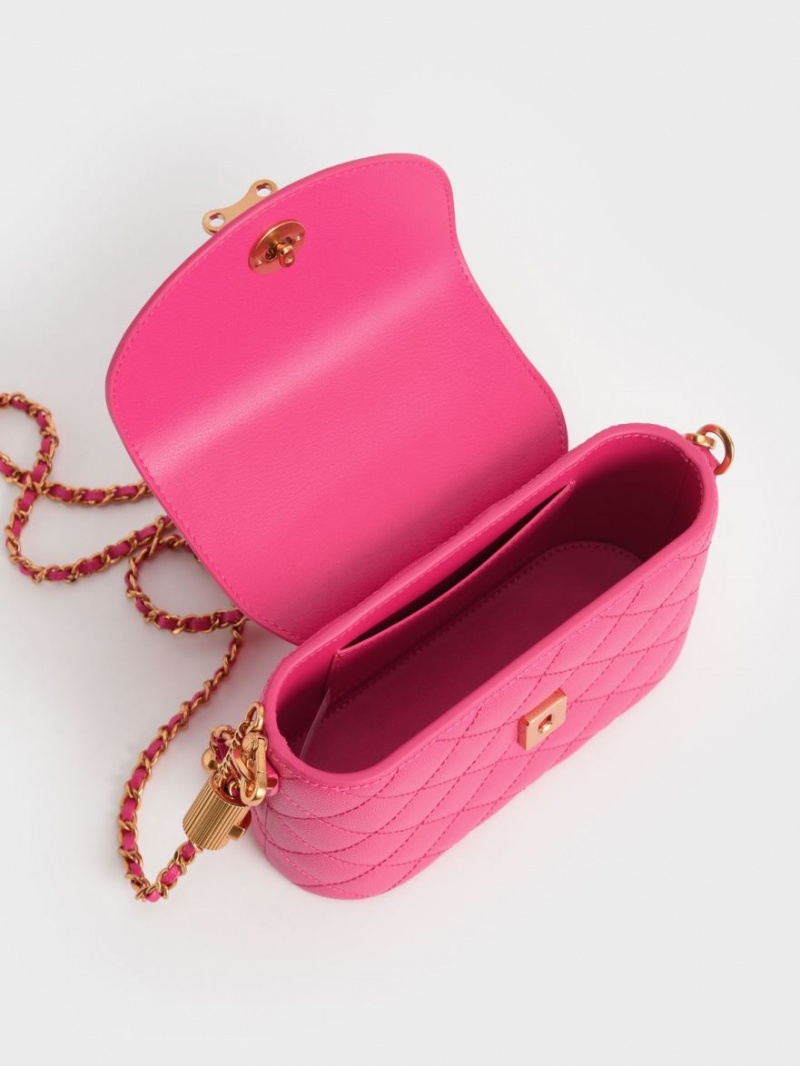 Charles & Keith Top Handle Circle Skulderveske Fuchsia | TMZNS6723