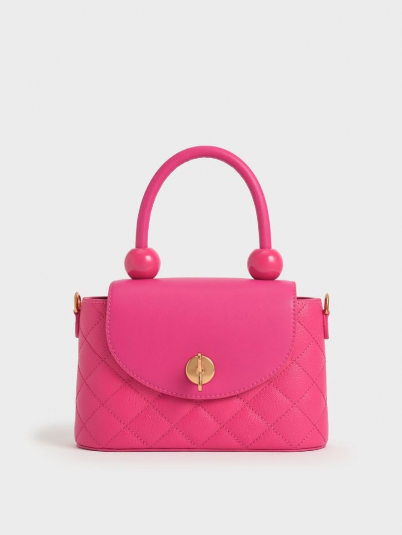 Charles & Keith Top Handle Circle Skulderveske Fuchsia | TMZNS6723