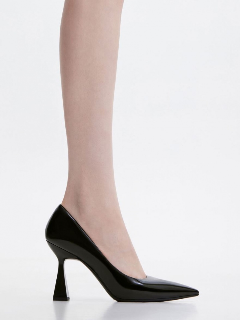 Charles & Keith Trapeze Heel Pointed-Tå Pumps Svarte | IRFZG7301