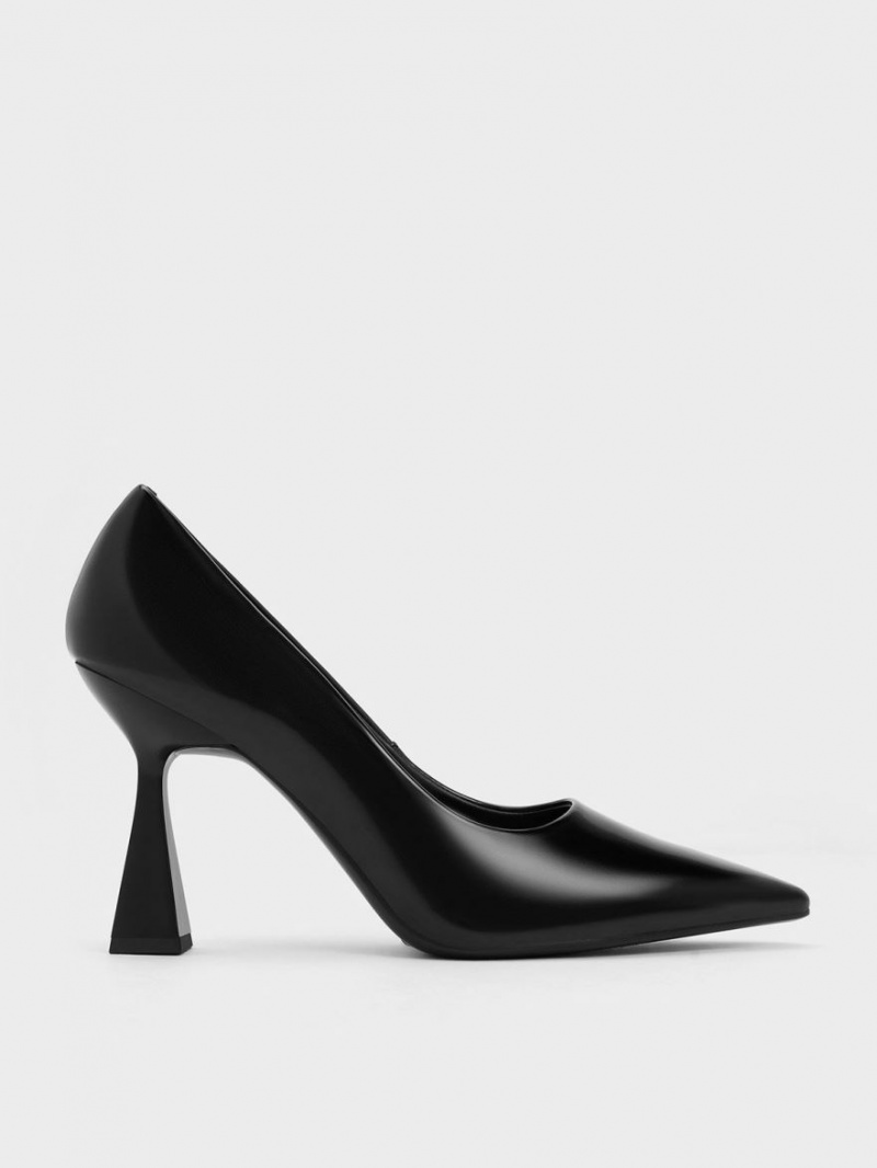 Charles & Keith Trapeze Heel Pointed-Tå Pumps Svarte | IRFZG7301