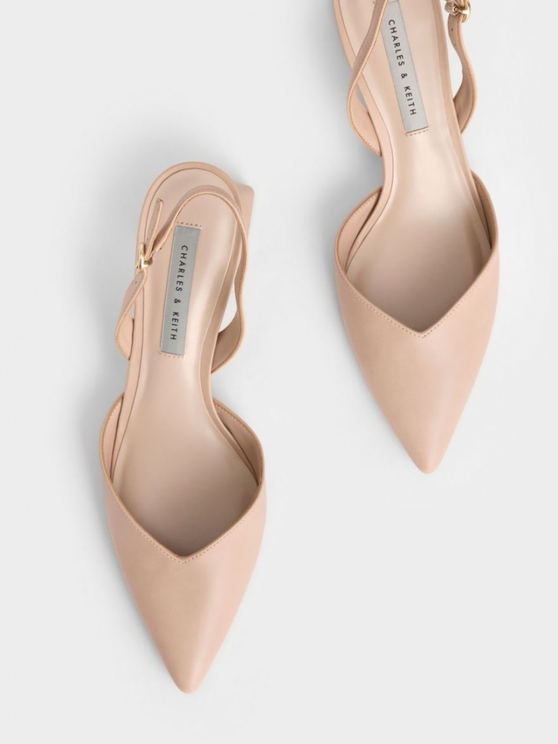 Charles & Keith Trapeze Heel Slingback Pumps Lyse Rosa | TDOSX4120