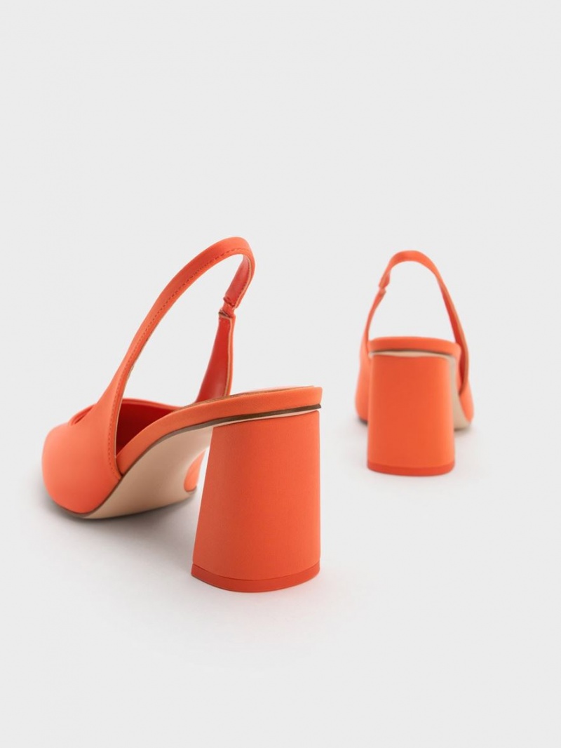 Charles & Keith Trapeze Heel Slingback Pumps Oransje | ZPRSX0158